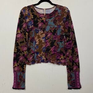 Free People Multicolor Floral Long Sleeve Top